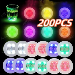 200 Pcs LED 코스터 빛나는 병 스티커 다채로운 조명 6cm 램프 바 KTV 웨딩 파티 칵테일 음료 컵 꽃병 장식