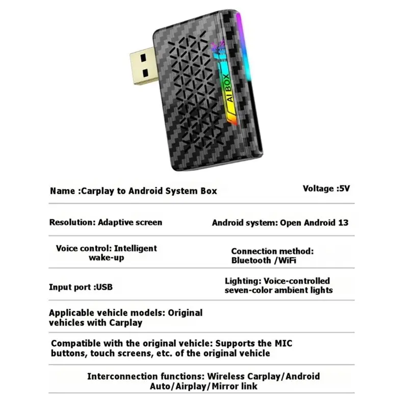 Wireless Carplay& Android Auto Adapter Mirror Link AI Box 2G+ 16G Memory Card Android 13 Smart Car Box Supports Split-Screen view 5
