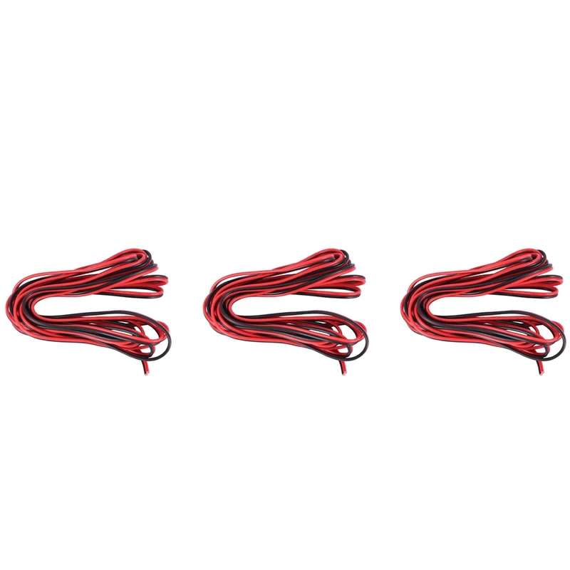 

3X 20 Gauge Per 3 Meter Red Black Zip Wire Awg Cable Power Ground Stranded Copper Car