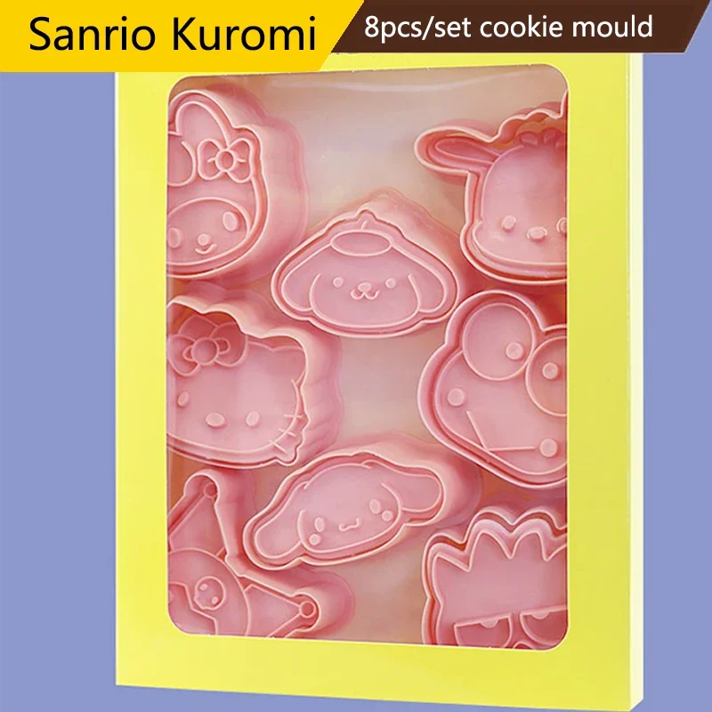 Cortadores de galletas de dibujos animados Sanrio Kuromi, molde de galletas de plástico 3D, sello de galletas Pressable, accesorios de cocina,