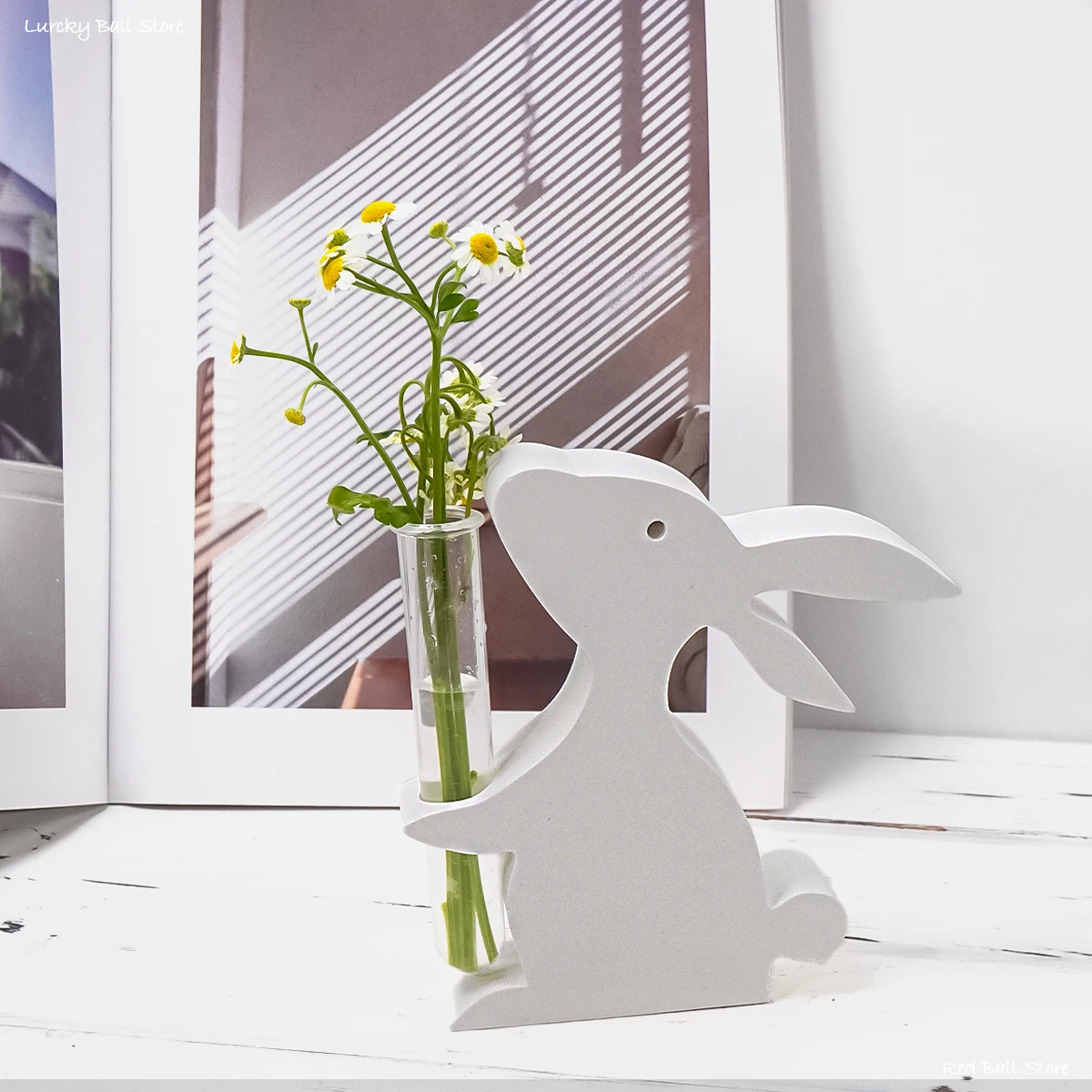 Rabbit Hydroponic Vase Silicone Mold Easter Bunny Decoration Flowerpot Vase Concrete Mould Test Tube Flower Pot Molds Home Decor