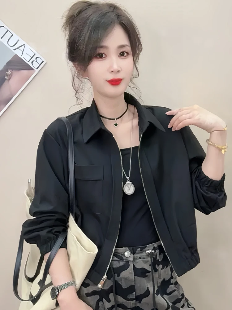 Sli ort Jaet Ropa de abrigo pequeña para principios de otoño para mujer, diseño juvenil bonito, informal, holgado, Color