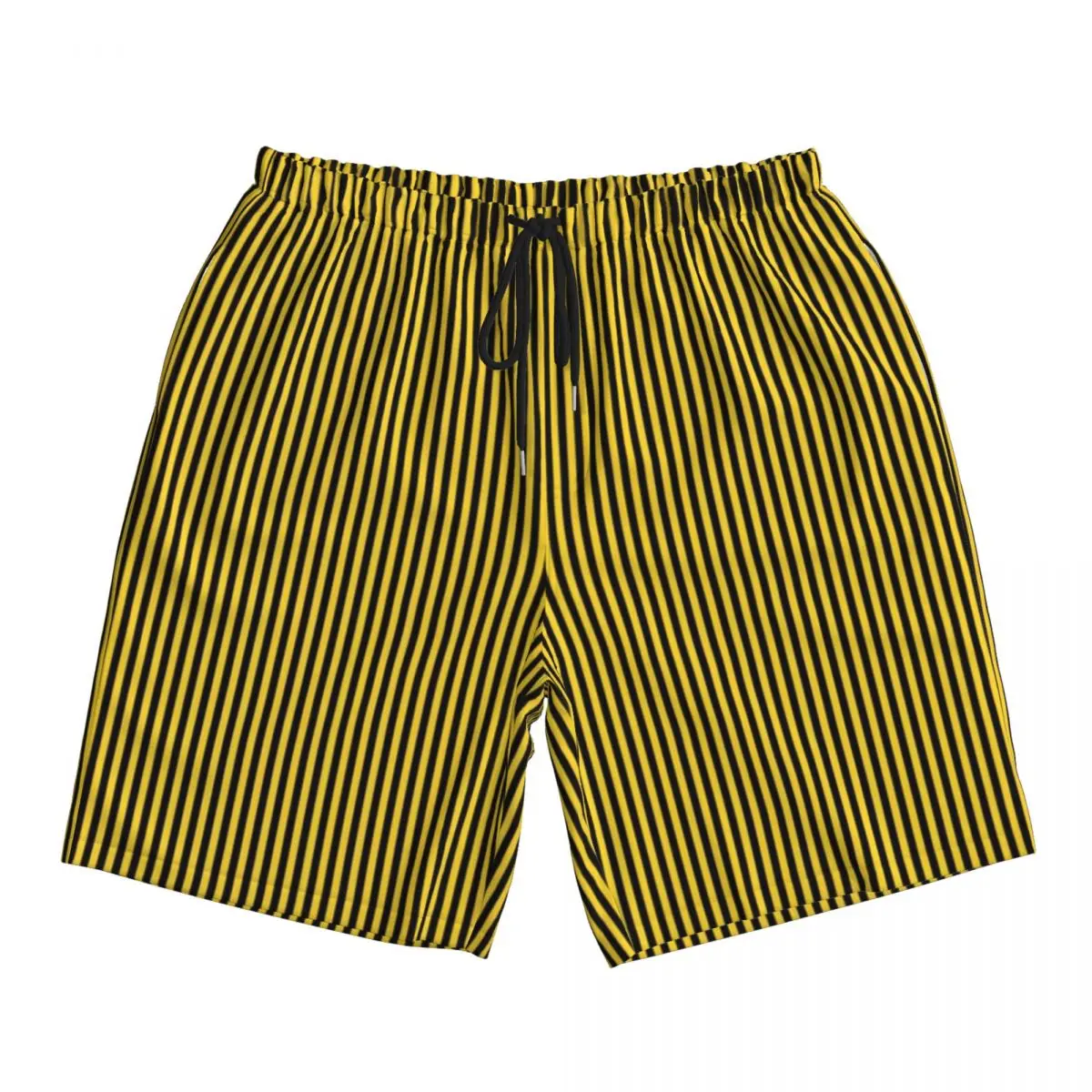 Shorts de ginástica listrado vertical verão amarelo e preto y2k engraçado praia calças curtas masculino esportes secagem rápida design praia troncos