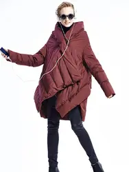 Abrigo asimétrico de plumón de pato real para mujer, parka cálida por encima de la rodilla, diseño de estilo, marca de moda, invierno, wq638