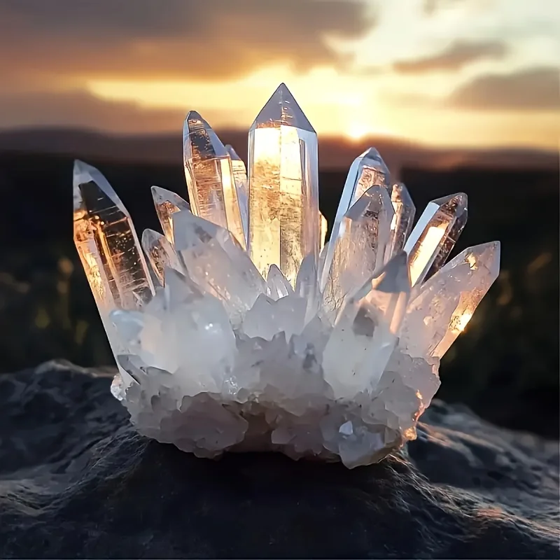 

1PC Natural Quartz Cluster, Clear Rock Crystal, Columnar Crystal, Ideal for Home Plant Decor, home Decor, Crystal|clear Quartz