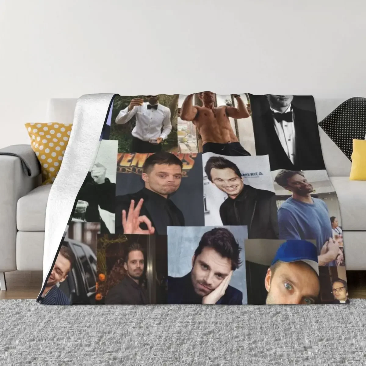 

Sebastian Stan pic collage Throw Blanket Thins valentine gift ideas Blankets