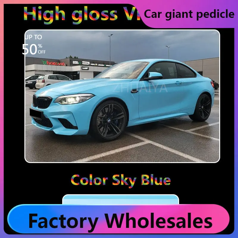 

Highest quality super gloss Sky Blue vinyl wrap for Vehicle wrap quality Warranty ZHUAIYA