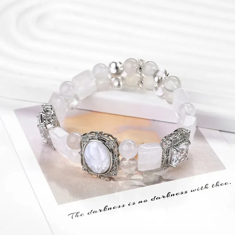 [Rococo] DIY original fashion design natural blue moonlight crystal bracelet niche white ghost hand