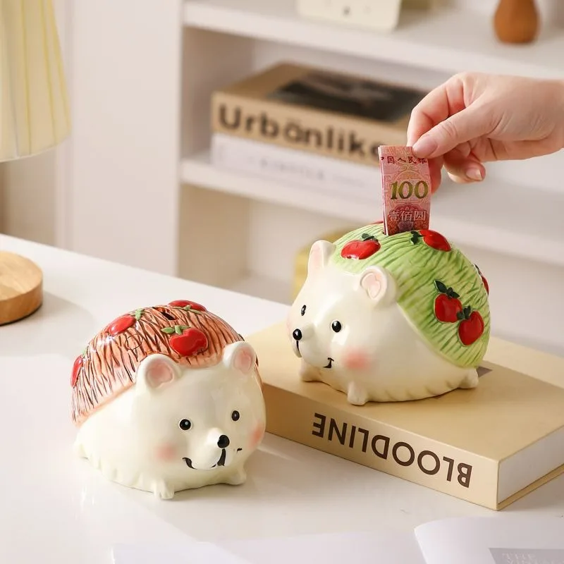 저금통 Creative and Cute Piggy Bank Underglaze Color Hedgehog Animal Shape New Money Boxes Desktop Decoration Ornaments Tirelire
