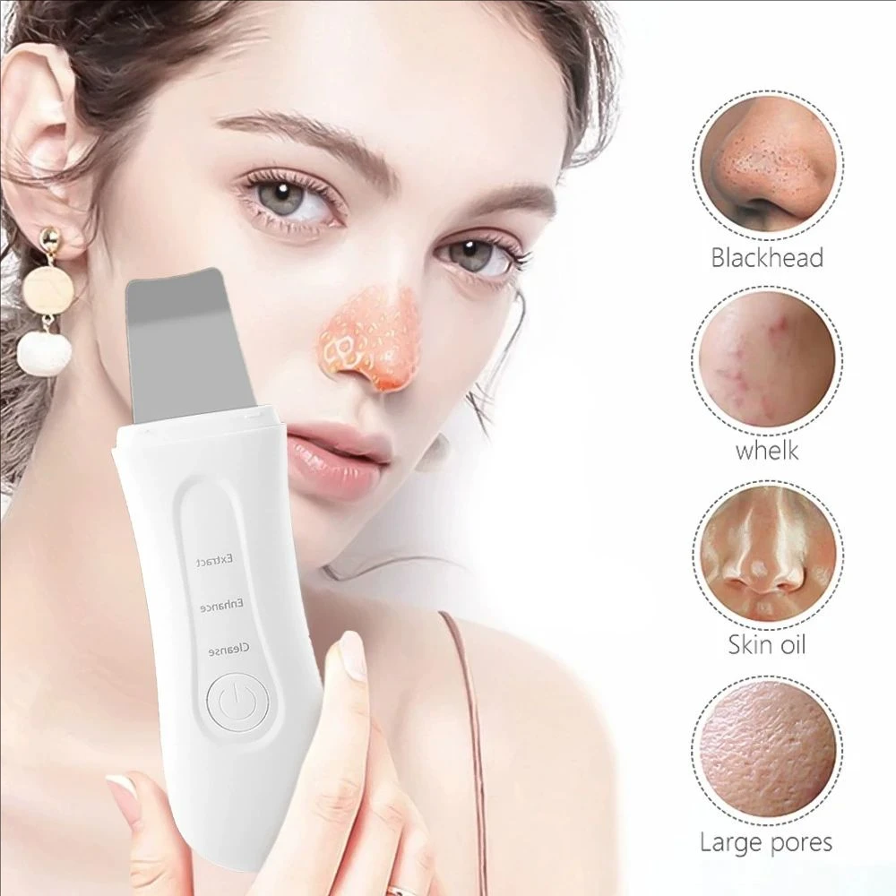 Ultrasone Huid Scrubber Peeling Comedondrukker Diepe Gezichtsreiniging Ultrasone Ion Acne Pore Cleaner Facial Schop Scrubber