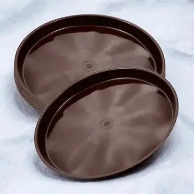 

5 Pcs Plant Pot Trays Coffee Color Round Plastic Saucers 26CM Diameter Indoor Outdoor Garden Reusable Water Catcher Flower Pots