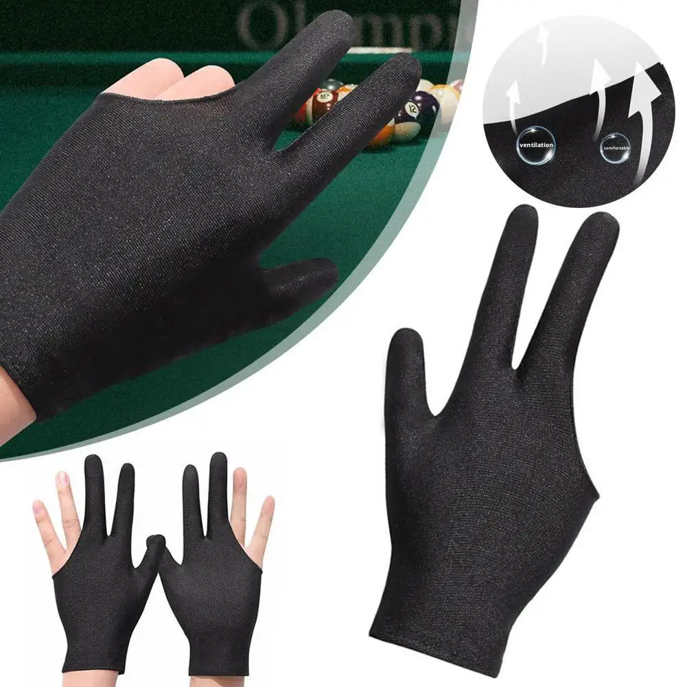 Billiards Glove Left Hand Three Finger Snooker Billiard Glove Non Slip Stickers Elasticity Billiard Training Gloves Accessories