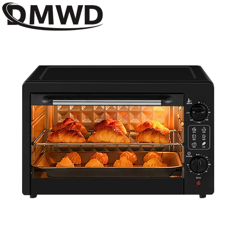 DMWD 22L Electric Bakery Oven Multifunction Pizza Doughnut Cake Biscuits Baking Machine BBQ Grill Heater Timer Bread Toaster