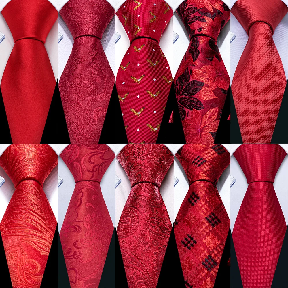 Exquisite Red Paisley Men Tie High Quality Jacquard Woven Handkerchief Cufflinks Sets Groom Wedding silk Party Gifts
