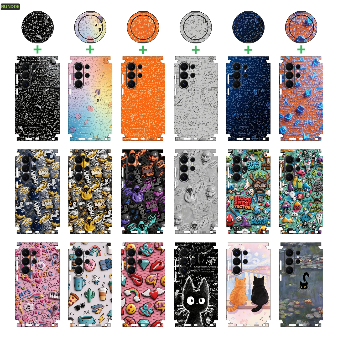 

BUNDLE05 Decal Skin for Samsung Galaxy S23 S25Ultra Plus S26 S24Ultra Back Screen Protector Cover Wrap Holder Sticker