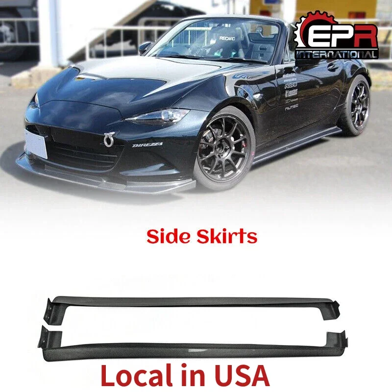 For Mazda MX5 ND5RC Miata Roadster Carbon Fiber Glossy Exterior Door Odula Side Step Skirts Extension Addon Bodykits