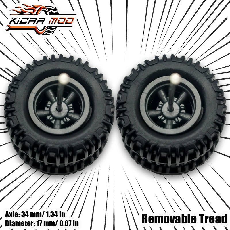 1/64 Modellauto-Räder mit Gummi-All-Terrain-Reifen, Fünf-Speichen-Umbauteile für Geländefahrzeuge, große Größe, 1 Set – Detail 8