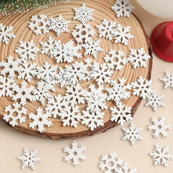 50/100PCS Wooden Snowflakes For Christmas, DIY Ornaments, Home Room Decor, Perfect For…