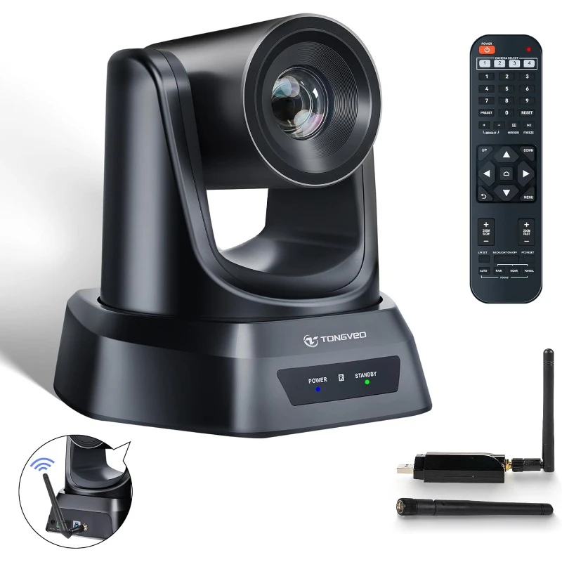 5.8GHz Wireless Conference Room Webcam  Camera for Worship Services Online Conference, Works with Zoom, Skype OBS Easy to Set Up