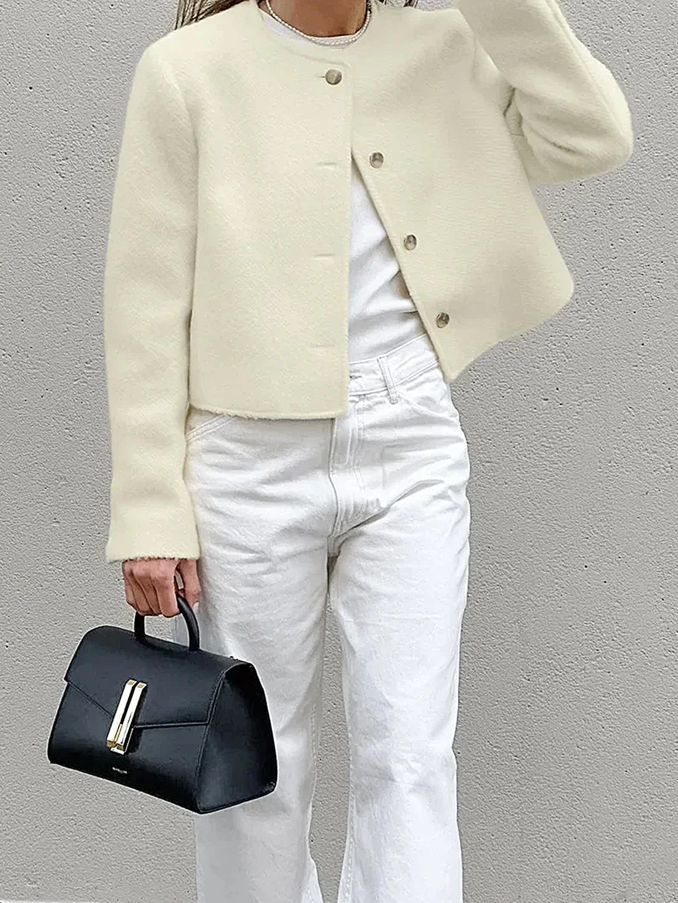 

Женское пальто с круглым вырезом и длинными рукавами, осень-зима, простая, приличная, удобная, однобортная, на пуговицах спереди, повседневная верхняя одежда