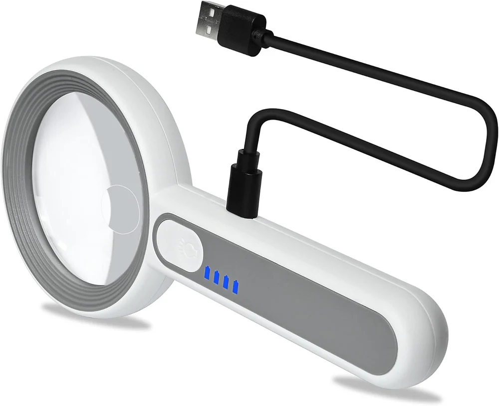 Imagem -02 - Lupa Portátil com Luz Lupa com Led Lupas Recarregáveis para Leitura de Idosos Degeneração Macular Explore Moedas