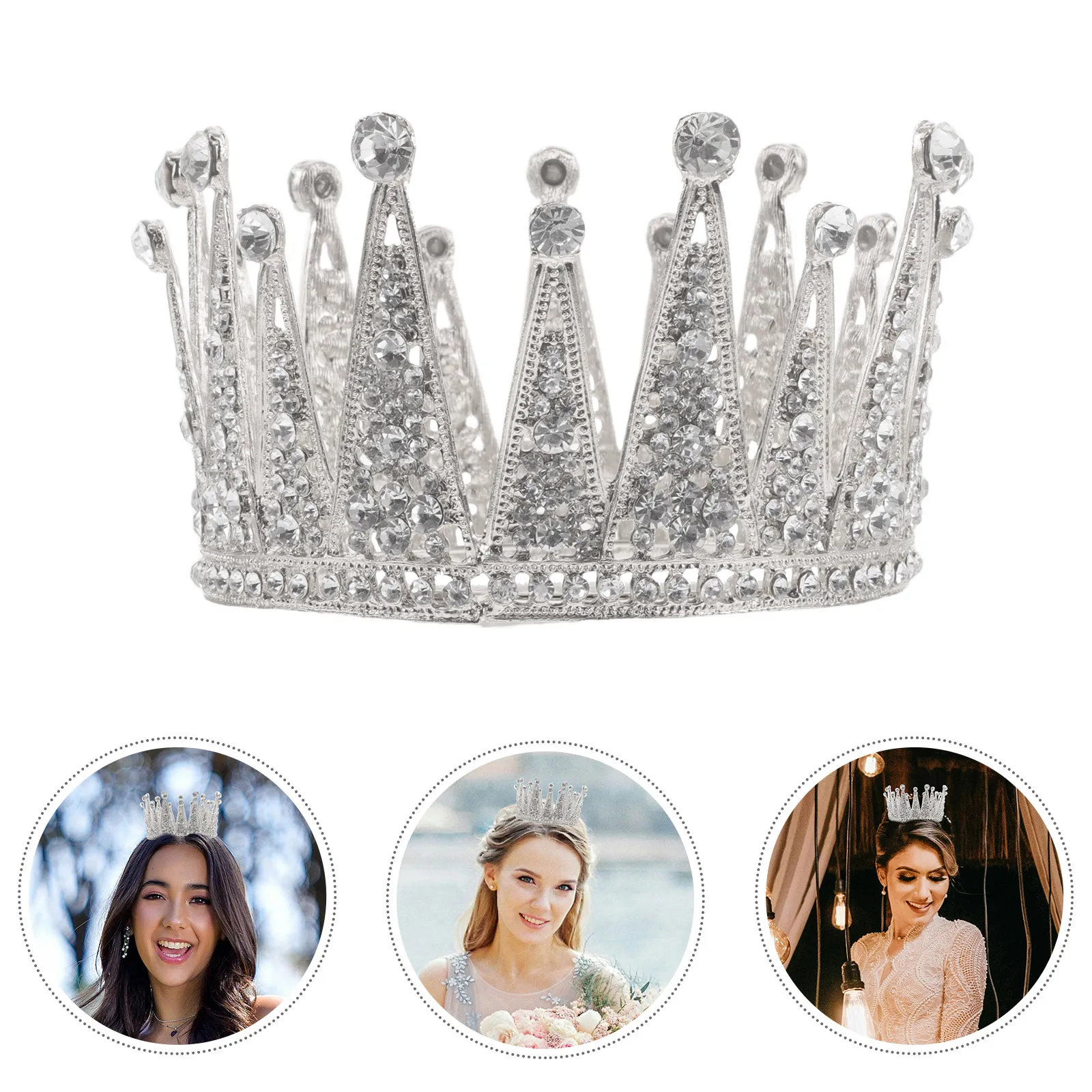 

Elegant Rhinestone Bridal Crown Full Round Crystal Tiara Headpiece For Women Wedding Party Crown Hair