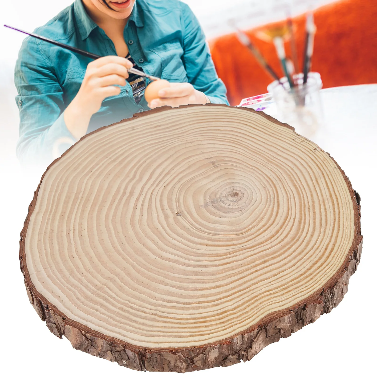 Natural Wood Slices Unfinished Wooden Circles Ornaments Irregular Wood Slice With Bark Home Handmade Crafts