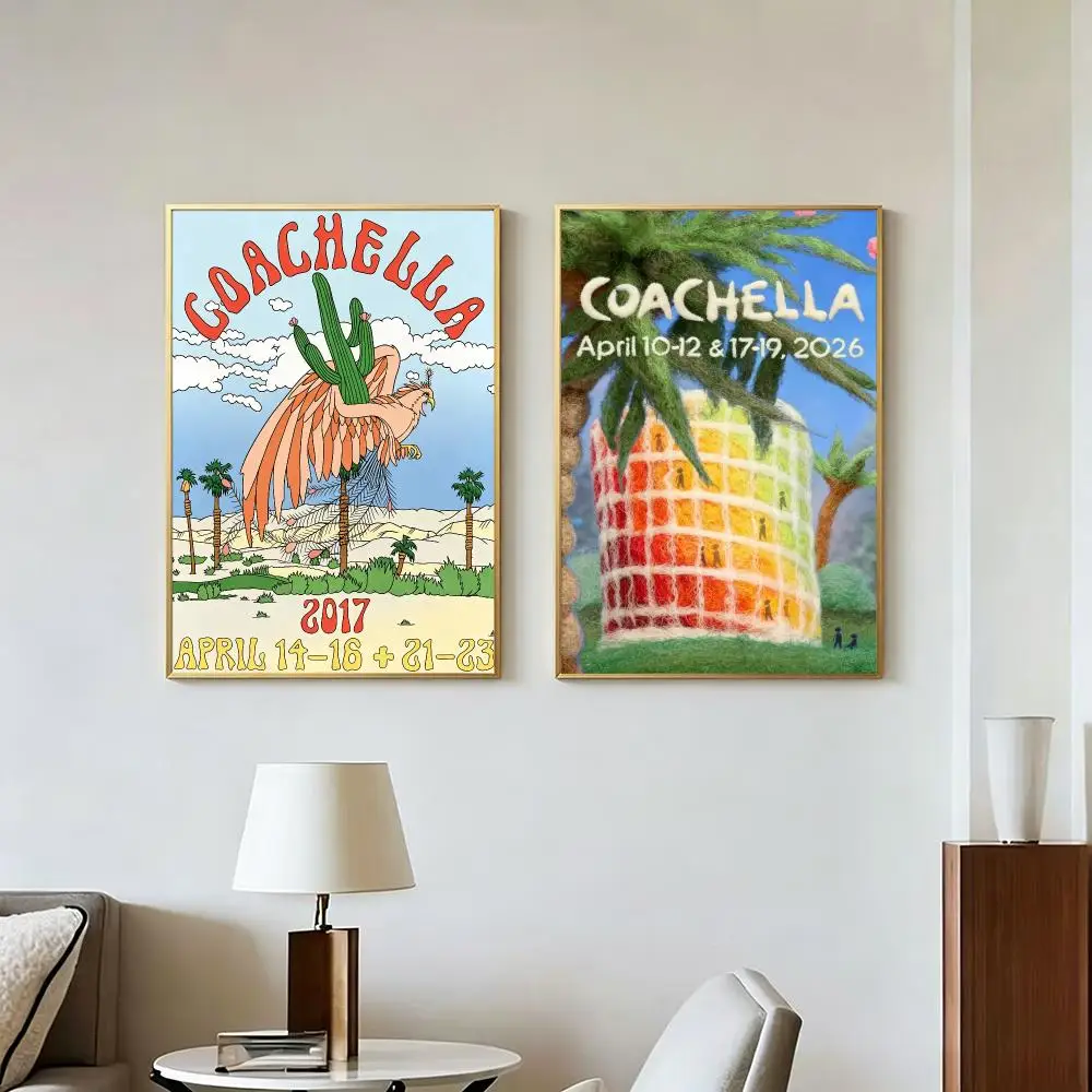 Event Music C-Coachella Festival Poster Peel And Stick Wall Art Self Adhesive PP Waterproof Wall Decor Living Room Bedroom Gift
