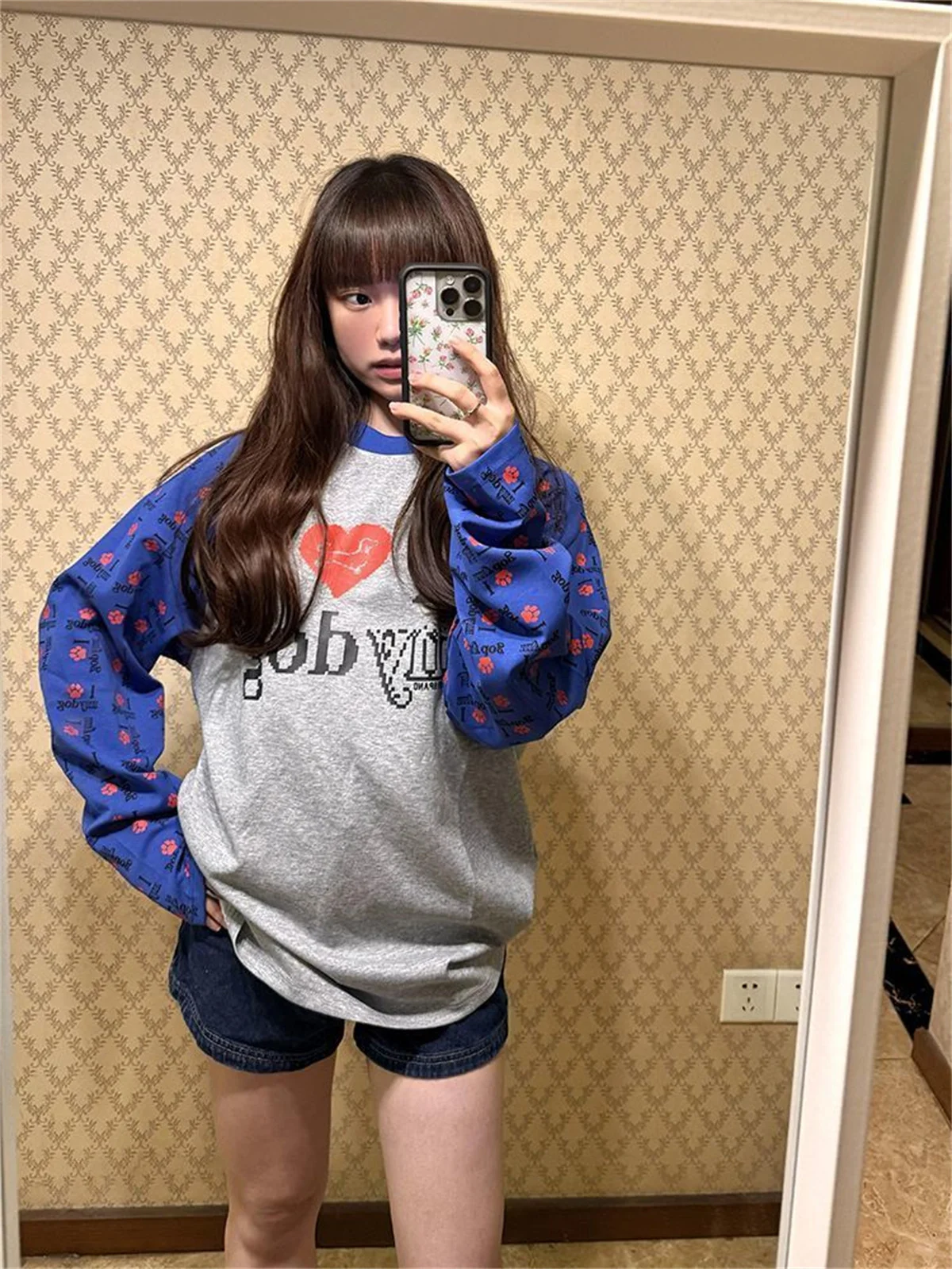 

Retro Heart Dog Color Blo Long Sve T-irt Men's Loose Casual Top Faionable Lazy Sle Autumn Collection Polyester Fiber Tops