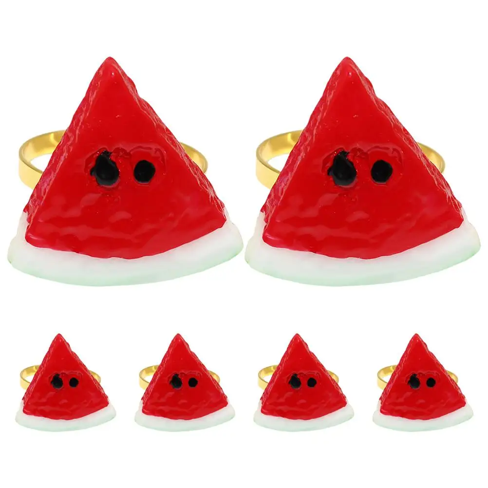 

6 Pcs Watermelon Napkin Rings Fruit Shaped Table Decor Kitchen Bar Supplies Dinner Party Wedding Restaurant Metal Design Summer