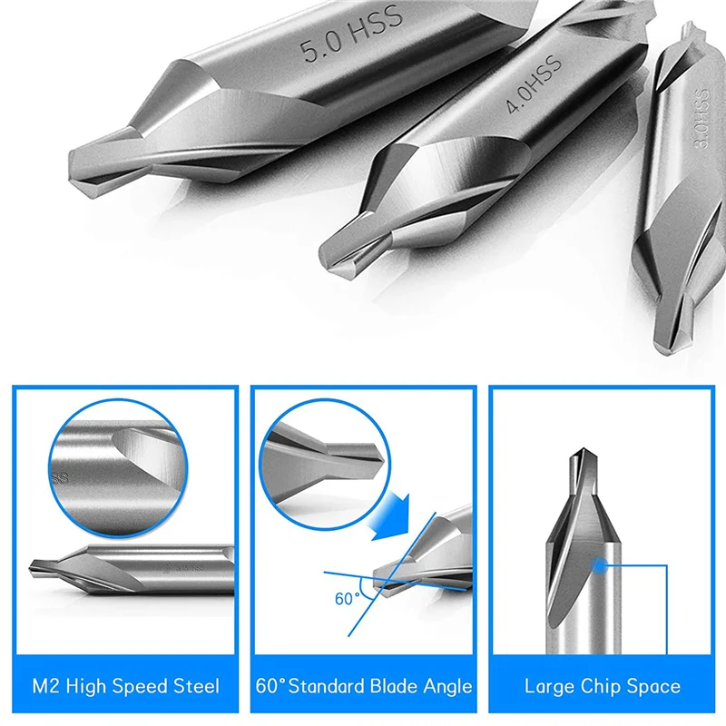 

ABSE-21 Pcs Center Drill Bits Set 60-Degree Angle Center Drill Bits Kit Countersink Tools For Lathe Metalworking