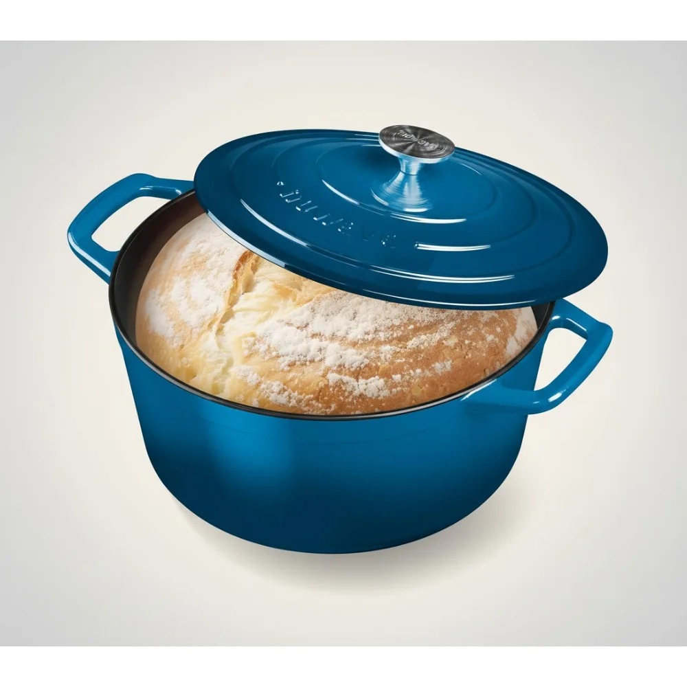 

6QT Enameled Cast Iron Dutch Oven with Lid, Heavy Duty Rust Resistant, Oven Safe for Baking Bread, Braising & Stewing