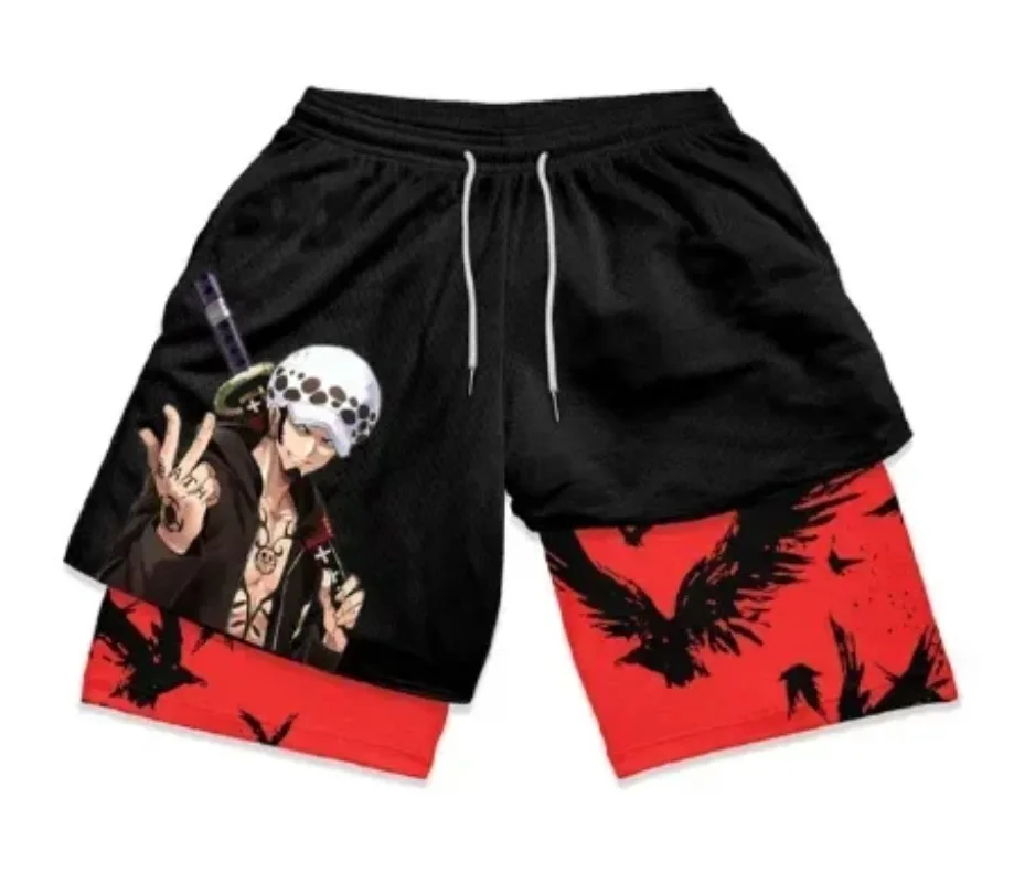 Anime One Piece Men\'s Sports Beach Bottoms Anime Luffy Quick Dry Workout Training Gym Fitness Jogging Pants Summer Women Shorts