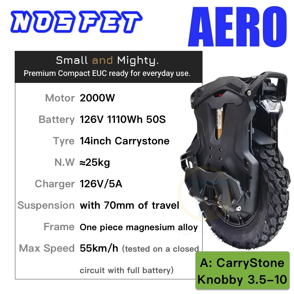 Monociclo Elétrico NOSFET AERO 50S! 14 polegadas 126V 1110Wh 50S