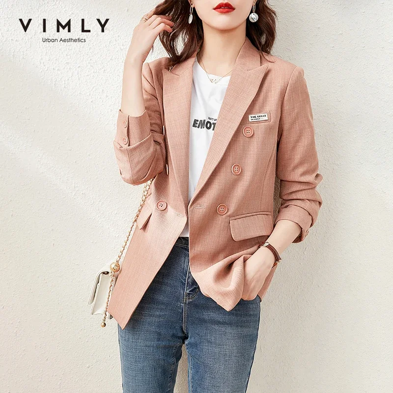 Vimly Spring Blazer Jacket Suit Coat for Women Offical Lady Korean Fashion Long Sleeve Double Breasted Women\'s Clothes F8377