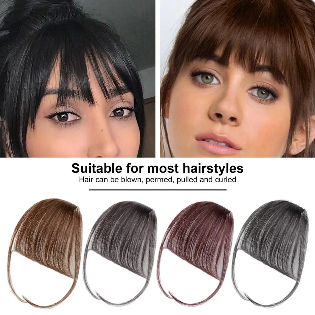 Clip On Bangs Wig For Women Black/Brown Fake Bangs Hair Clip Air Curtain Wispy Curved Hair Extension With Clip Hairpieces Style