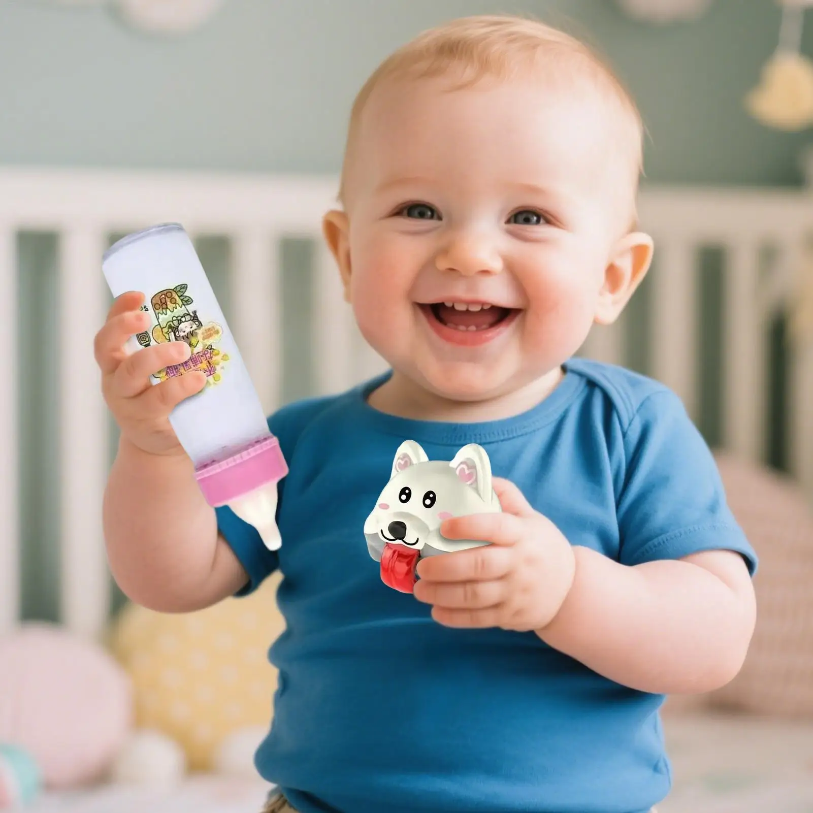 Pretend Play Toy For Kids Milk Bottles And Sound Puppy Toy Kit Doll Clothing & Accessories Sets For Boys Girls Children Baby