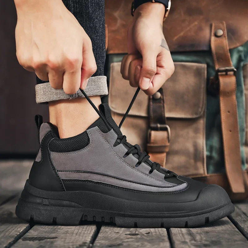 

Men's Winter High Top Snow Casual Boots Comfortable Warm Cotton Shoes Outdoor Fashionable Anti-Slip Workwear Versatile Boots