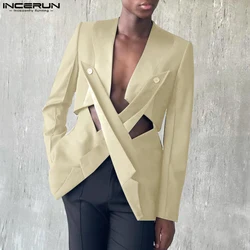 Fashion Well Fitting Tops INCERUN 2024 Men's Solid Deconstruction Design Suit Casual Simple All-match Long Sleeved Blazer S-5XL