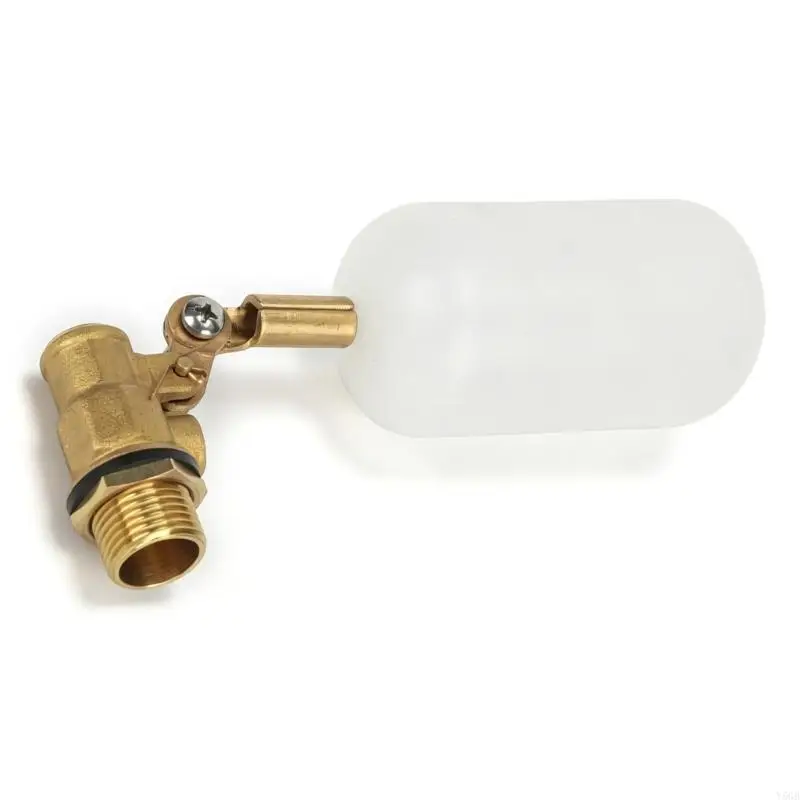 Brass Float Valves 1/2 Inch Threaded Water Level Control for Water Pool Use with Adjustable Float Arm Assembly Y5GB