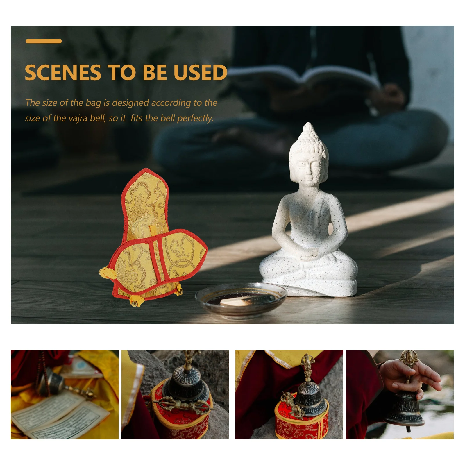 

Vajra Bell Storage Bag High-Grade Durable Pouch For Protecting Musical Instrument Portable Thickened Case Gift Bag For