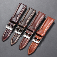 Universal 18mm 19mm 20mm 21mm 22mm Brown Vintage Oil Wax Leather WatchStrap Head Layer Cowhide Watchband Accessories Pin Buckle