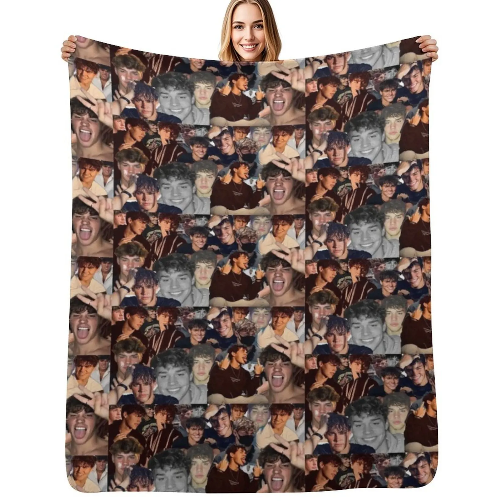 

Noah Beck Collage Throw Blanket Thin Large Luxury Designer Personalized Gift Blankets