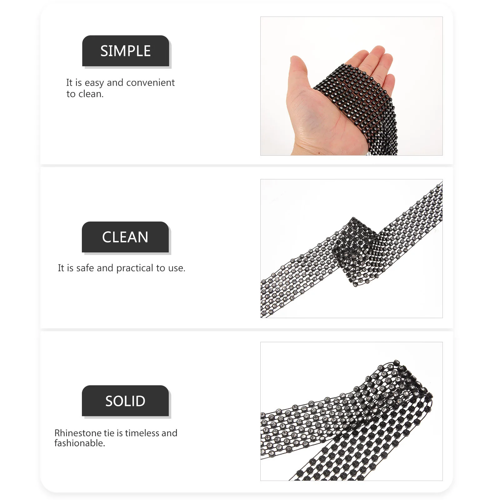 

Sailor Dance Tie Women Glitter Rhinestone Necktie Sequin White Sparkle Tie Necklace Costume Accessories