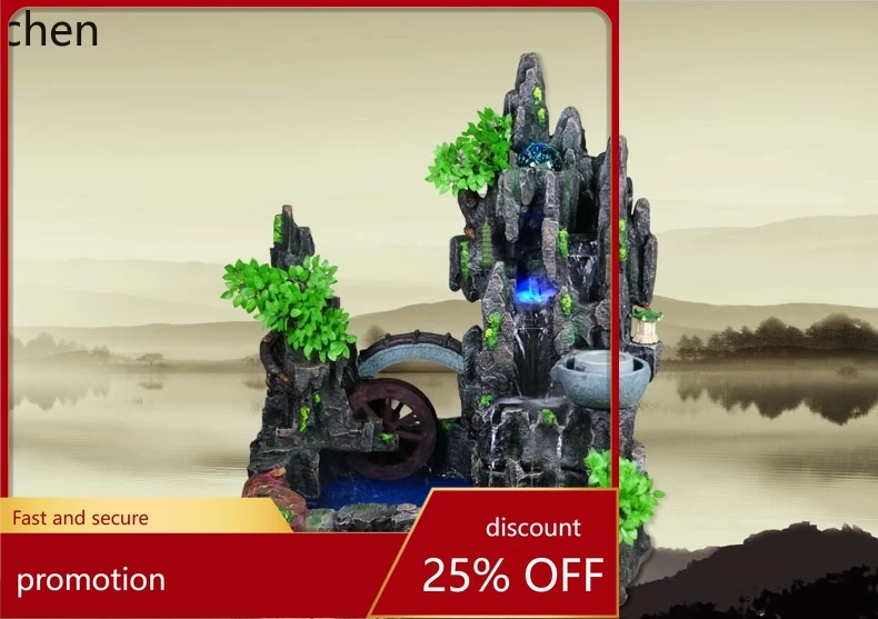 

CZ Large Rockery Fish Pond Tank Fountain Ornament Water Wheel Practical Creative Home Decor