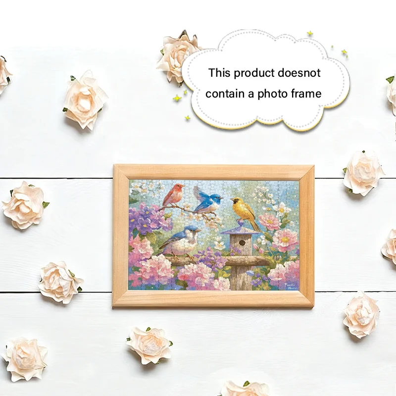 علبة مكونة من 1000 قطعة ألغاز للبالغين بتصميم طائر وزهرة - مقاومة للخدش، تحدي، مناسبة للبالغين، عائلة #4