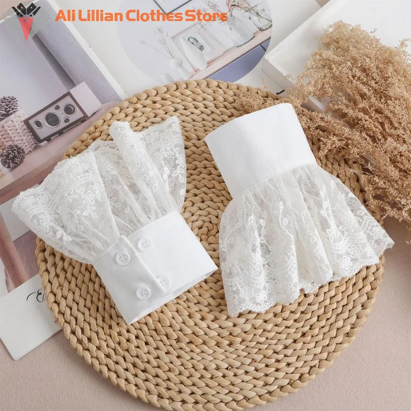 

Hot Sale Lace Cuffs White Detachable Fake Sleeves Wedding Bridal Gowns Sweater Cuff Halloween Costume Cosplay