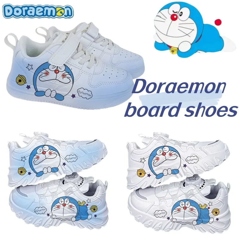

New Doraemon Anime Peripherals Creative Cartoon Cute Print Student Outdoor Leisure Flat Velcro Strap Versatile Board Shoes Gift
