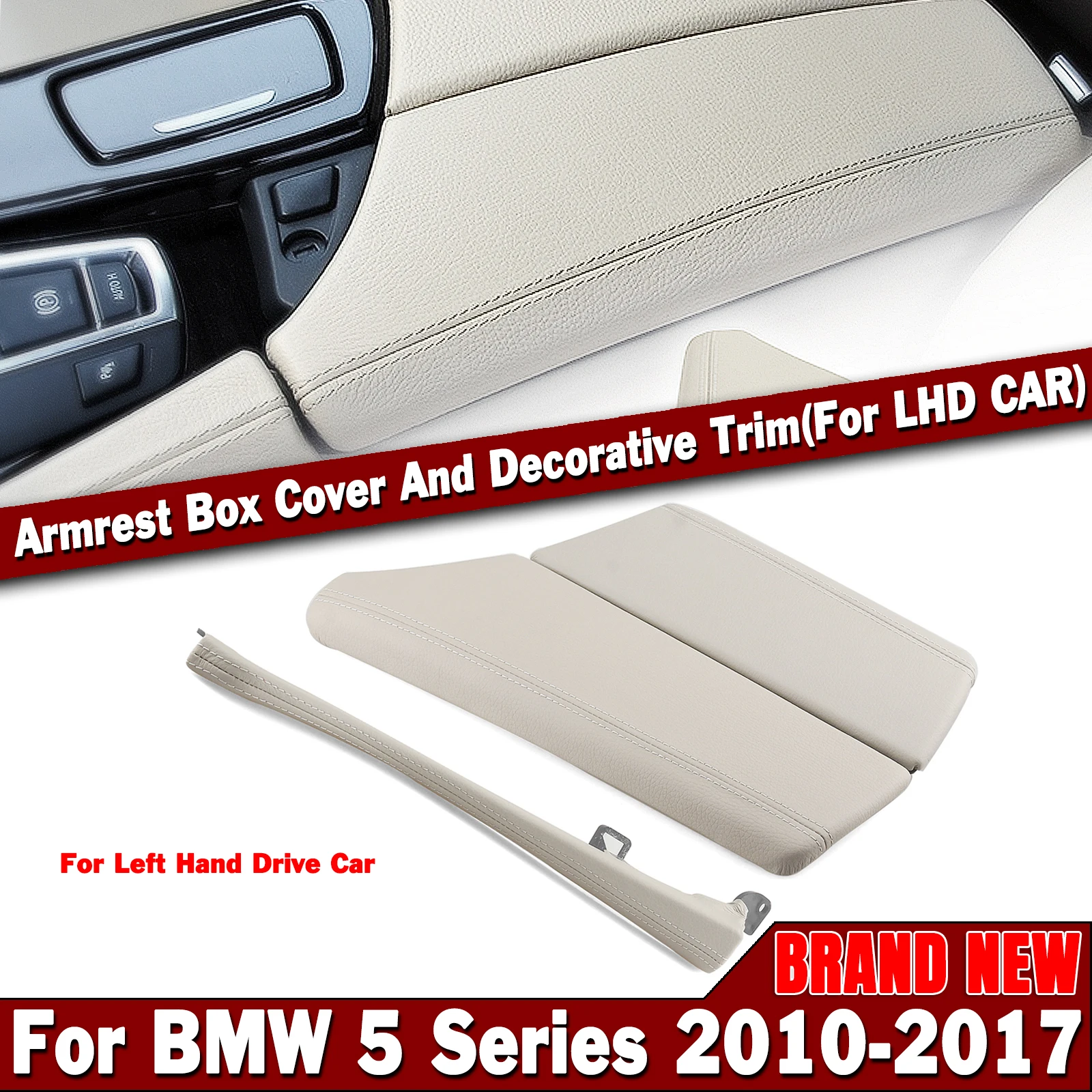 

Front Center Console Edge Trim Side Strip+Armrest Box Panel Cover Kit For BMW 5 Series F10 F11 F18 520 523 525 528 530 2010-2017