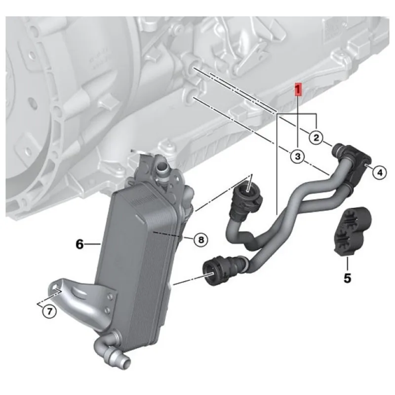 For BMW 3 Series 5 Series 2016- 2019 Compatible Gear Oil Cooler Pipe Transmission Oil Line 17228570449